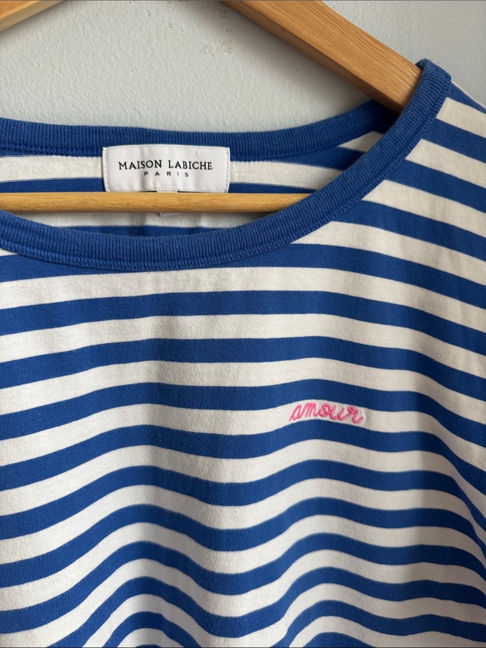 Maison Labiche 'Amour' Breton Stripe Tee - Blue & White Retail $120